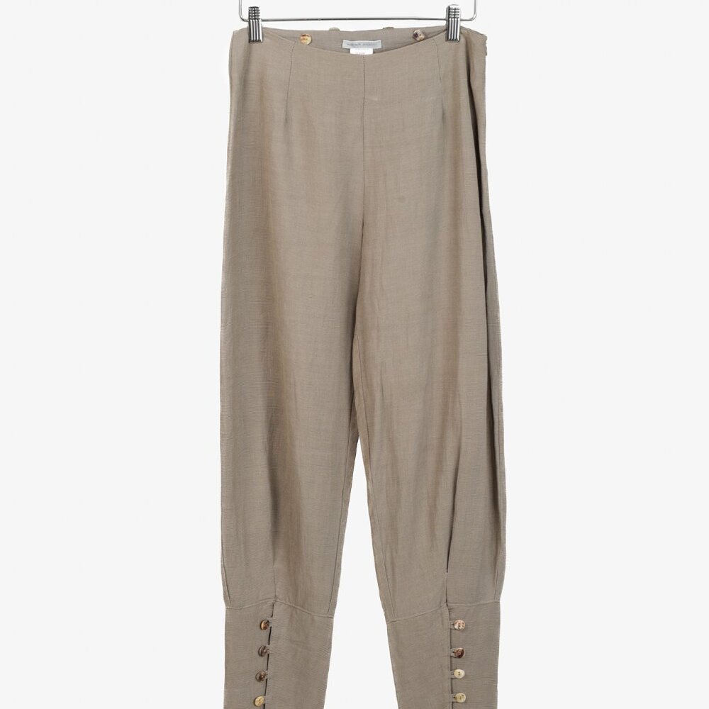 Sarah Pacini Shell Trimmed Khaki Jodhpurs Pants